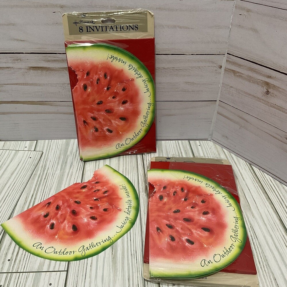 Lot 15 Vintage Hallmark Cards USA Outdoor Pool Party Watermelon Invitation
